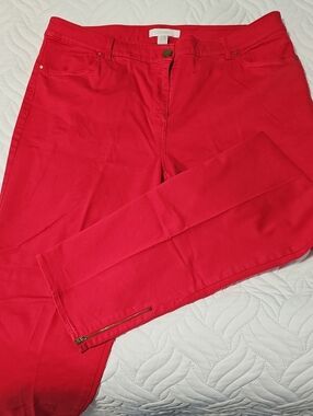 Chico's Red Skinny Ankle Zip Pants Sz 2.5